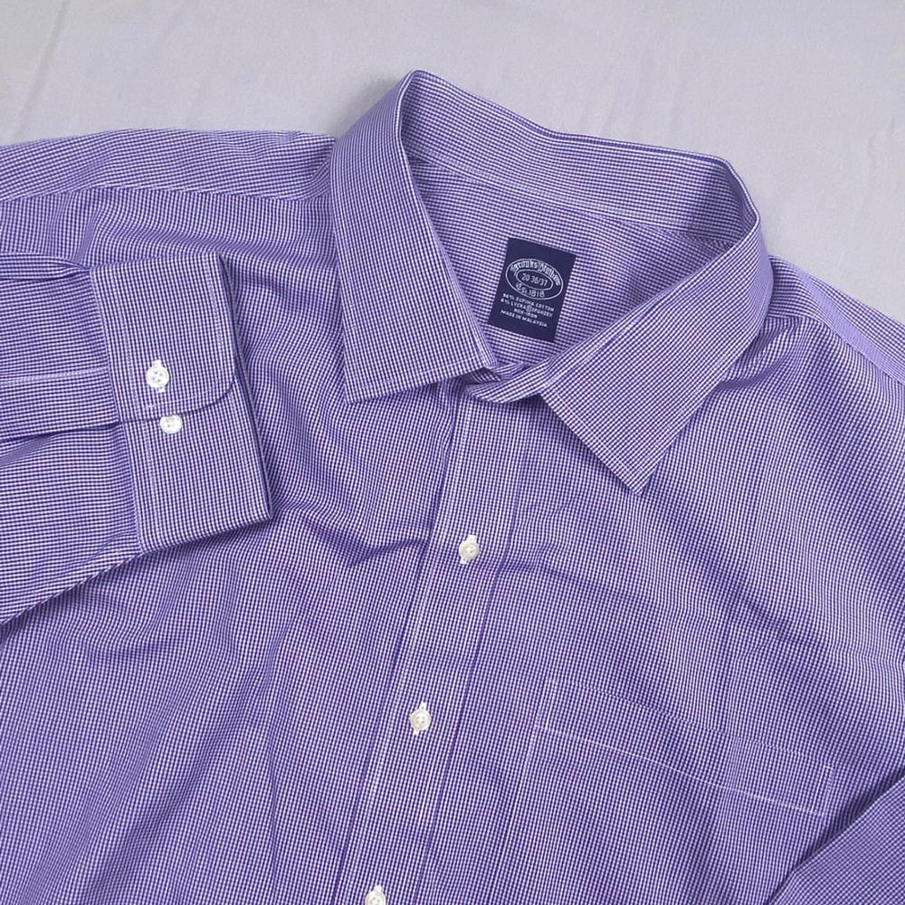 Brooks Brothers Est 1818 Dress Shirt Mens 20 36/37 Purple Supima Cotton Non-Iron